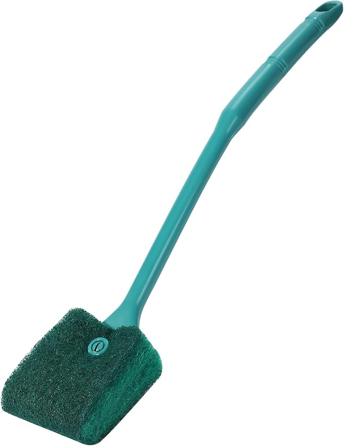 Fish Tank Cleaning Tools, Aquarium Double Sided Sponge Brush, Algae Scraper Cleaner with Long Handle