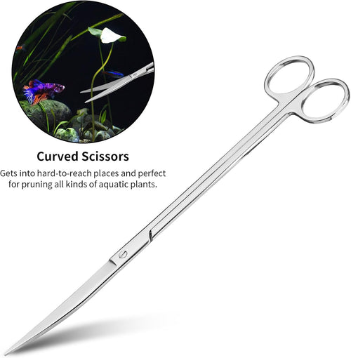 Aquascape Tools Aquarium Kit - 4PCS Terrarium Supplies Include Long Tweezers for Terrarium, Feeding Tongs, Aquarium Scissors, Algae Scraper for Fish Tank Cleaning Plant Trimming